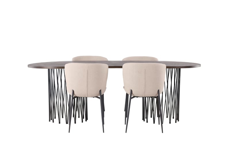 Stone Matgruppe 220 cm Oval med 4 Modesto stoler, Beige