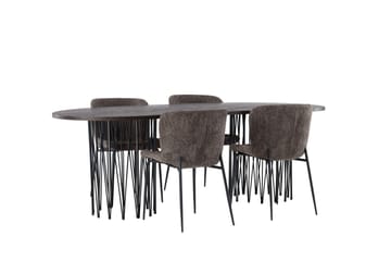 Stone Matgruppe 220 cm Oval med 4 Modesto stoler - Mørk grå - Møbler - Bord - Spisegrupper