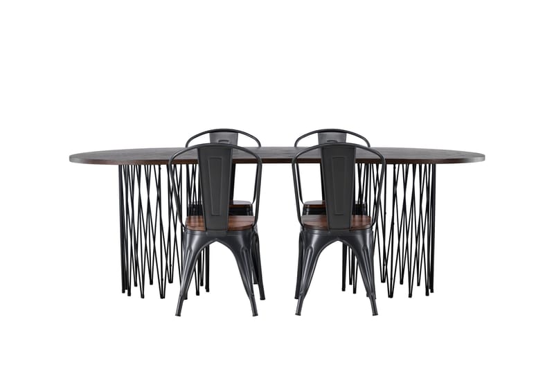 Stone Matgruppe 220 cm Oval med 4 Tempe stoler - Mocca - Møbler - Bord - Spisegrupper