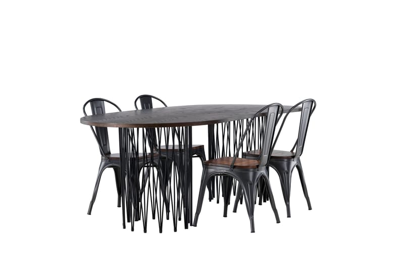 Stone Matgruppe 220 cm Oval med 4 Tempe stoler - Mocca - Møbler - Bord - Spisegrupper