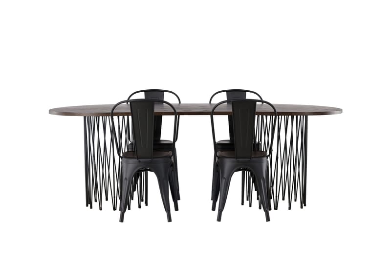 Stone Matgruppe 220 cm Oval med 4 Tempe Stoler - Svart - Møbler - Bord - Spisegrupper