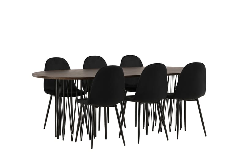 Stone Matgruppe 220 cm Oval med 6 Polar stoler - Sort - Møbler - Bord - Spisegrupper
