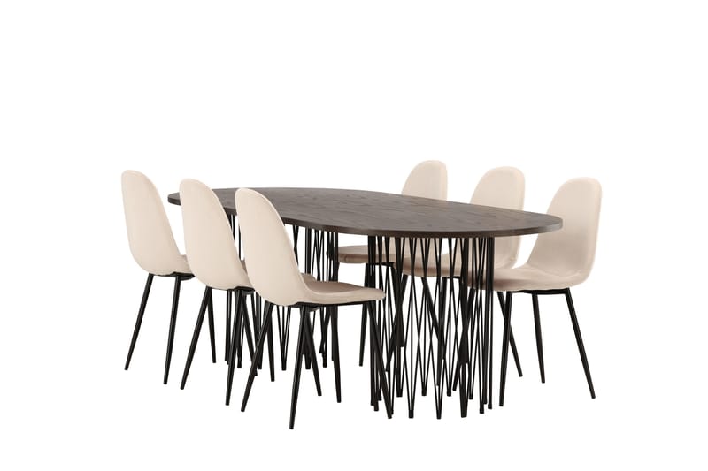 Stone Matgruppe 220 cm Oval med 6 Polar stoler - Beige - Møbler - Bord - Spisegrupper