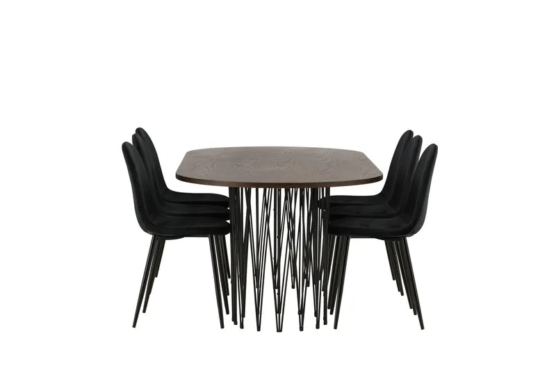 Stone Matgruppe 220 cm Oval med 6 Polar stoler - Sort - Møbler - Bord - Spisegrupper
