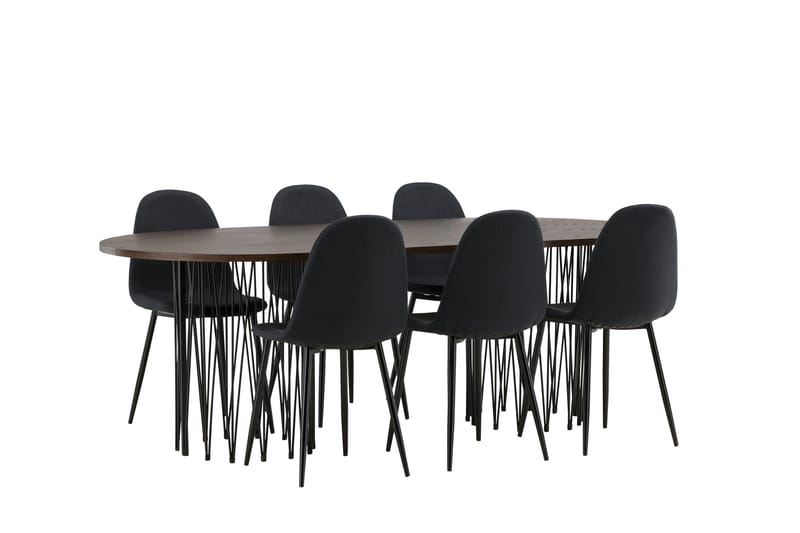 Stone Matgruppe 220 cm Oval med 6 Polar stoler - Sort - Møbler - Bord - Spisegrupper
