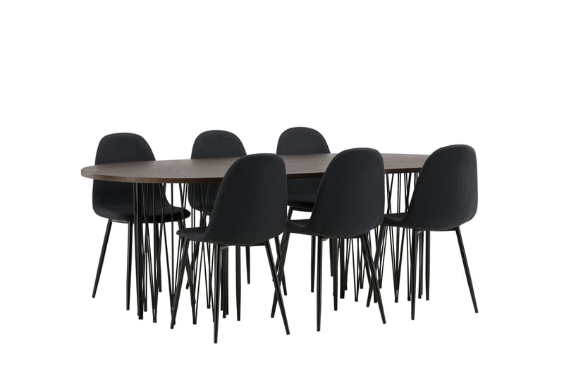 Stone Matgruppe 220 cm Oval med 6 Polar stoler - Sort - Møbler - Bord - Spisegrupper