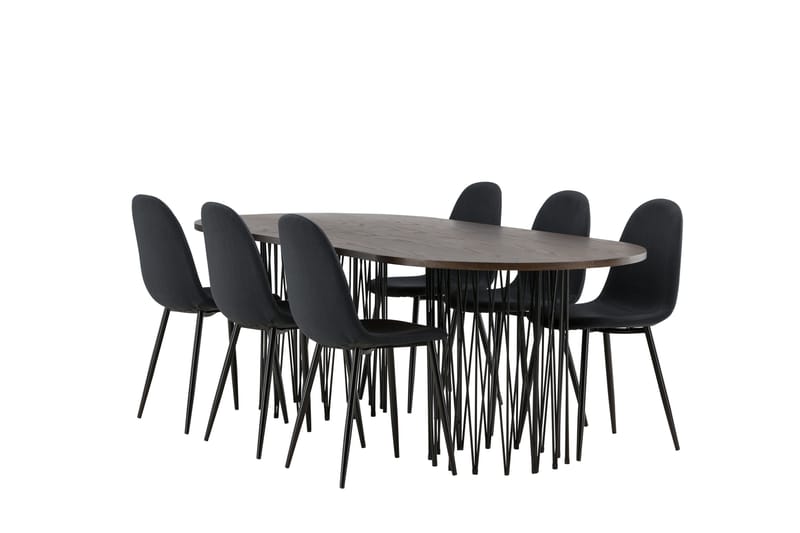 Stone Matgruppe 220 cm Oval med 6 Polar stoler - Sort - Møbler - Bord - Spisegrupper