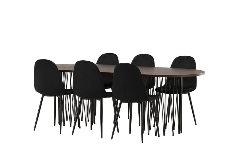 Stone Matgruppe 220 cm Oval med 6 Polar stoler - Sort - Møbler - Bord - Spisegrupper