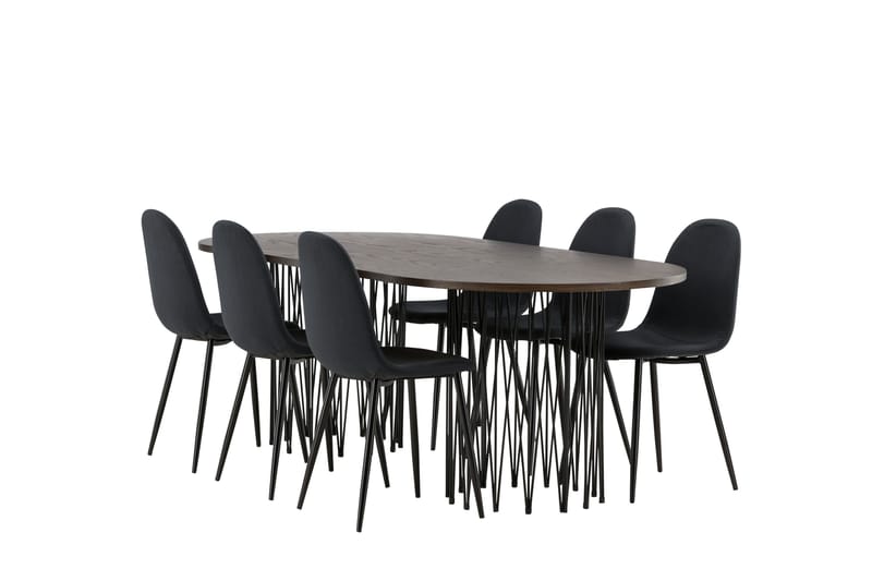 Stone Matgruppe 220 cm Oval med 6 Polar stoler - Sort - Møbler - Bord - Spisegrupper
