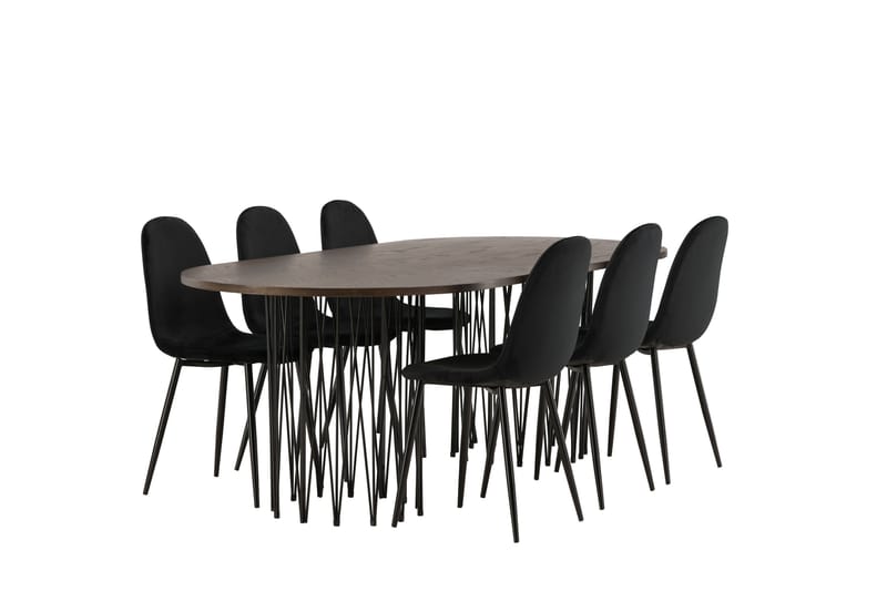 Stone Matgruppe 220 cm Oval med 6 Polar stoler - Sort - Møbler - Bord - Spisegrupper