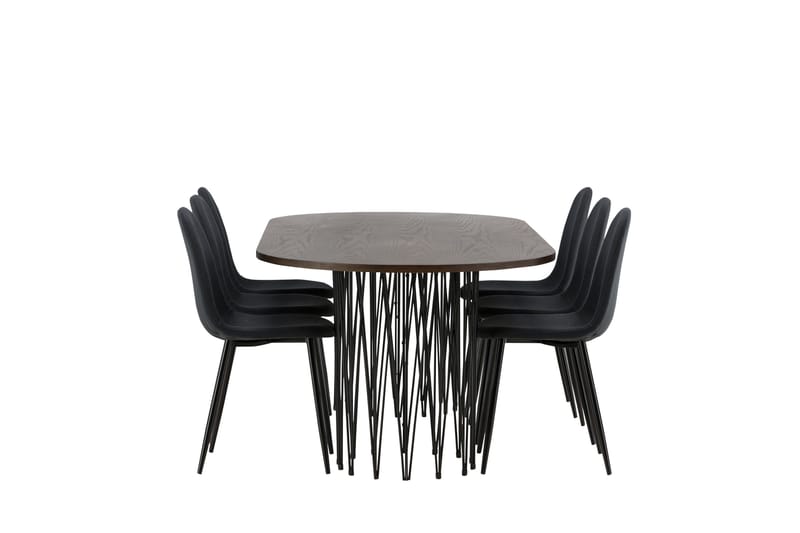 Stone Matgruppe 220 cm Oval med 6 Polar stoler - Sort - Møbler - Bord - Spisegrupper