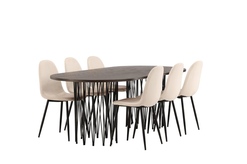 Stone Matgruppe 220 cm Oval med 6 Polar stoler - Beige - Møbler - Bord - Spisegrupper