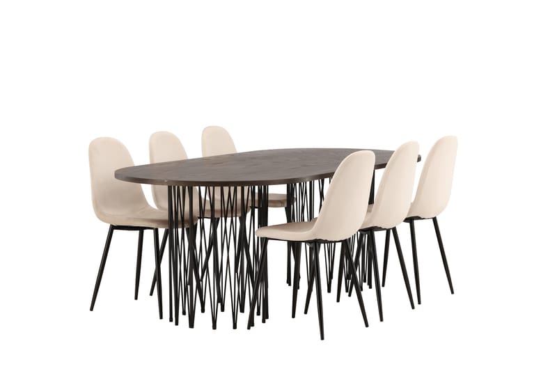 Stone Matgruppe 220 cm Oval med 6 Polar stoler - Beige - Møbler - Bord - Spisegrupper