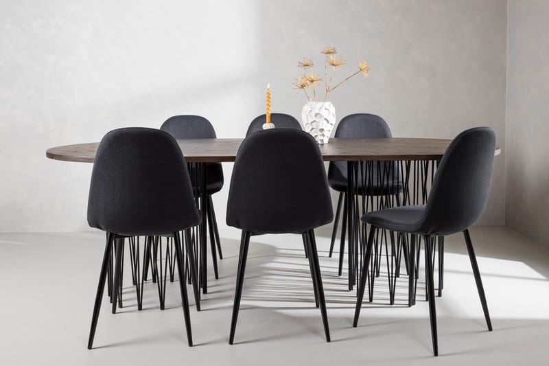 Stone Matgruppe 220 cm Oval med 6 Polar stoler - Sort - Møbler - Bord - Spisegrupper