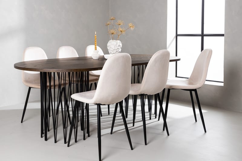 Stone Matgruppe 220 cm Oval med 6 Polar stoler - Beige - Møbler - Bord - Spisegrupper