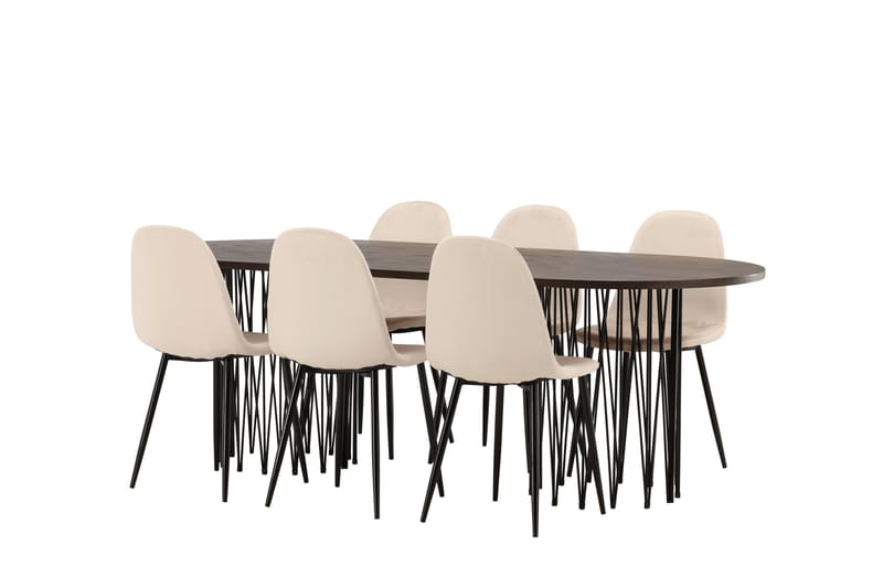 Stone Matgruppe 220 cm Oval med 6 Polar stoler - Beige - Møbler - Bord - Spisegrupper