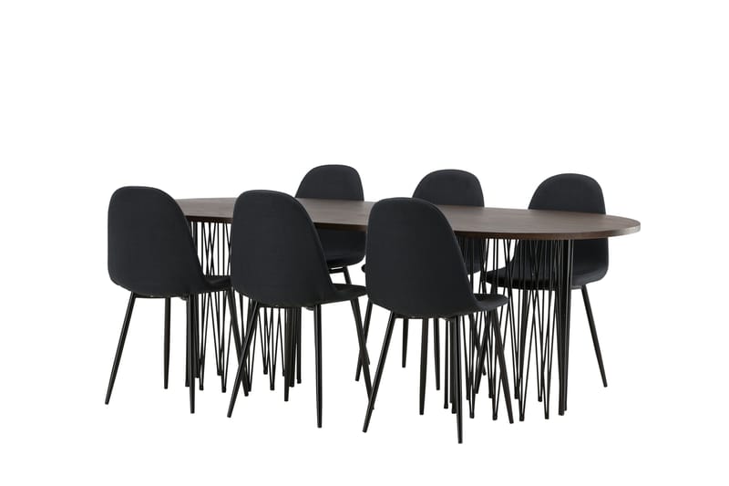 Stone Matgruppe 220 cm Oval med 6 Polar stoler - Sort - Møbler - Bord - Spisegrupper