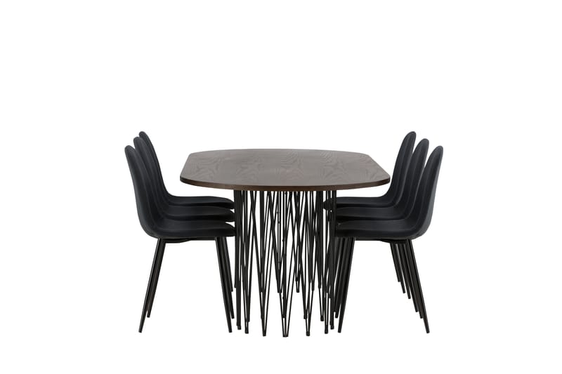 Stone Matgruppe 220 cm Oval med 6 Polar stoler - Sort - Møbler - Bord - Spisegrupper