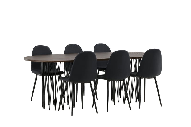 Stone Matgruppe 220 cm Oval med 6 Polar stoler - Sort - Møbler - Bord - Spisegrupper