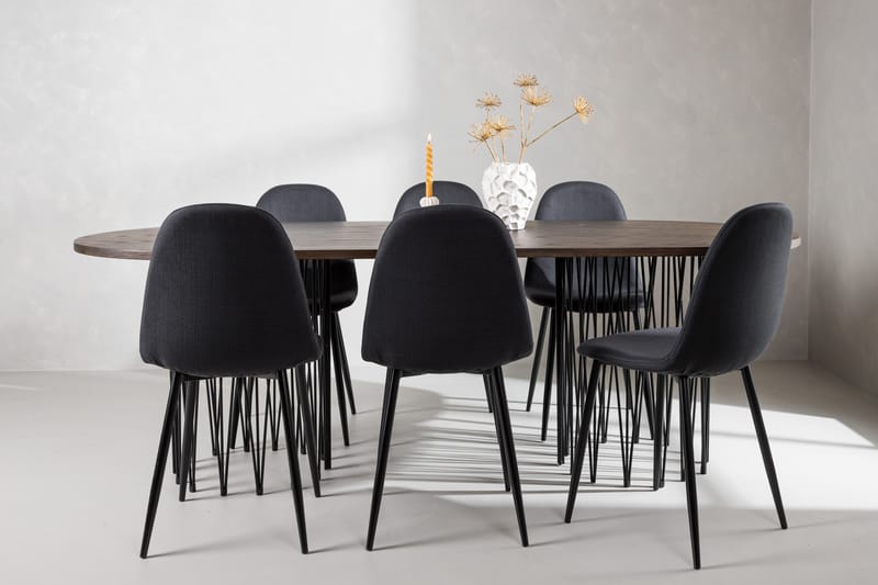 Stone Matgruppe 220 cm Oval med 6 Polar stoler - Sort - Møbler - Bord - Spisegrupper