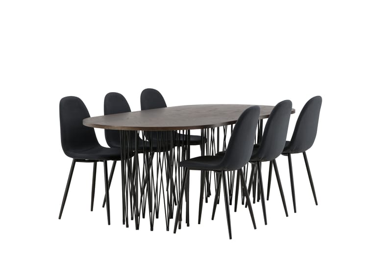 Stone Matgruppe 220 cm Oval med 6 Polar stoler - Sort - Møbler - Bord - Spisegrupper