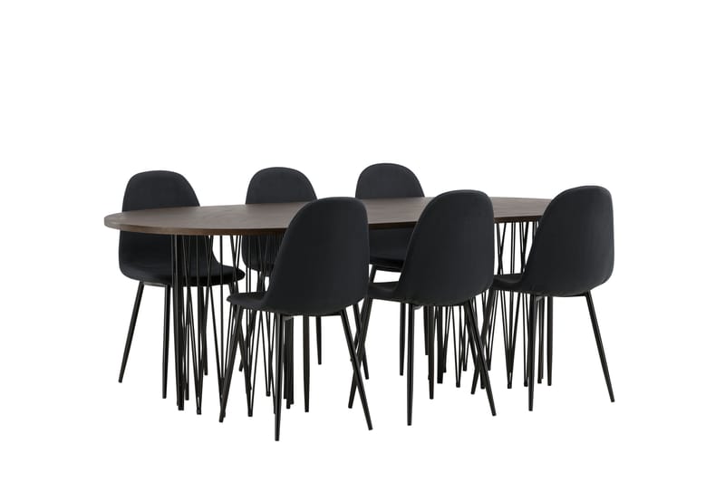 Stone Matgruppe 220 cm Oval med 6 Polar stoler - Sort - Møbler - Bord - Spisegrupper
