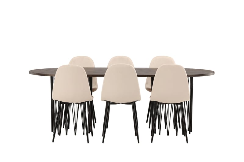 Stone Matgruppe 220 cm Oval med 6 Polar stoler - Beige - Møbler - Bord - Spisegrupper