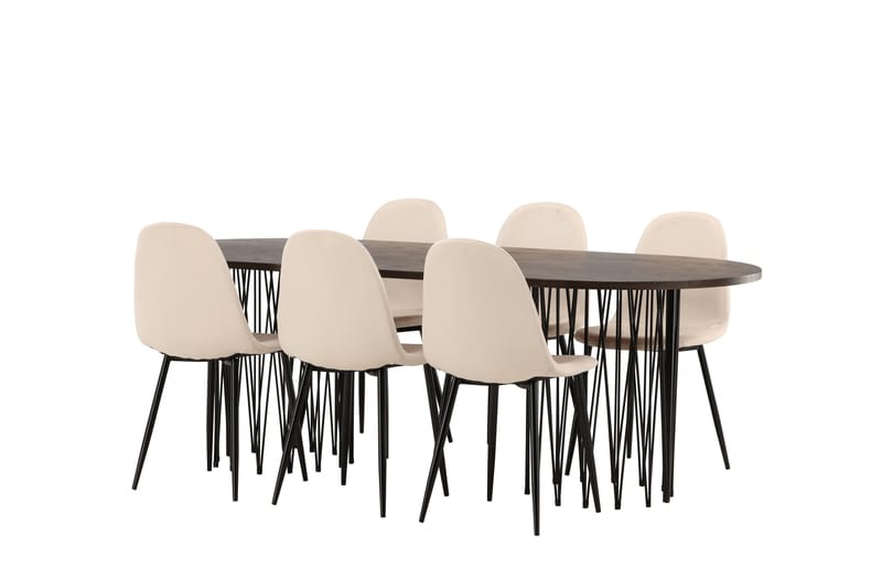 Stone Matgruppe 220 cm Oval med 6 Polar stoler - Beige - Møbler - Bord - Spisegrupper