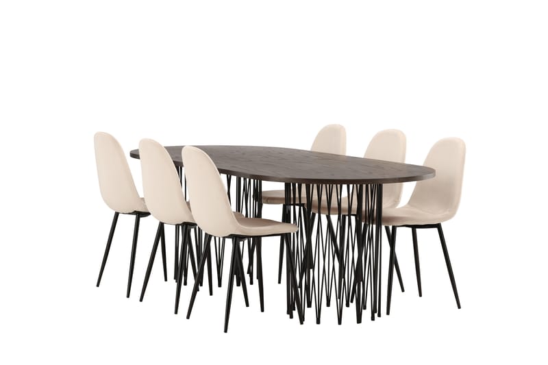 Stone Matgruppe 220 cm Oval med 6 Polar stoler - Beige - Møbler - Bord - Spisegrupper
