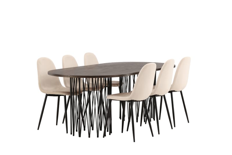 Stone Matgruppe 220 cm Oval med 6 Polar stoler - Beige - Møbler - Bord - Spisegrupper