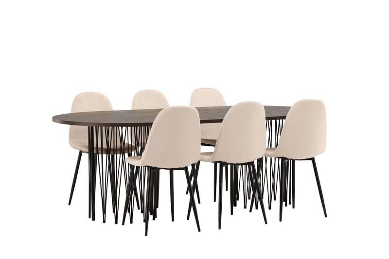 Stone Matgruppe 220 cm Oval med 6 Polar stoler - Beige - Møbler - Bord - Spisegrupper