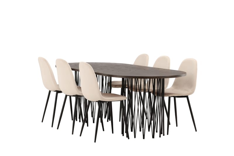 Stone Matgruppe 220 cm Oval med 6 Polar stoler - Beige - Møbler - Bord - Spisegrupper
