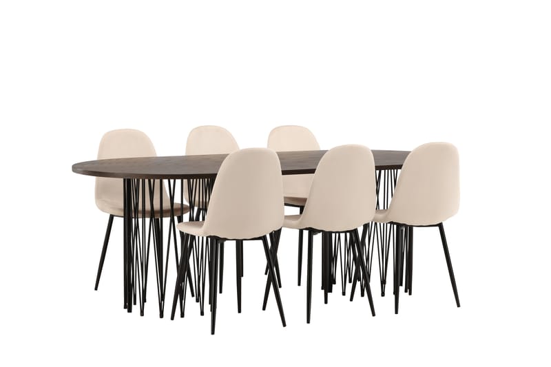 Stone Matgruppe 220 cm Oval med 6 Polar stoler - Beige - Møbler - Bord - Spisegrupper