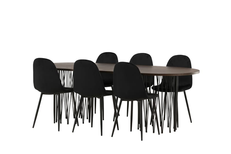 Stone Matgruppe 220 cm Oval med 6 Polar stoler - Sort - Møbler - Bord - Spisegrupper