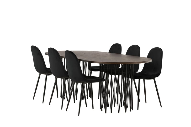 Stone Matgruppe 220 cm Oval med 6 Polar stoler - Sort - Møbler - Bord - Spisegrupper