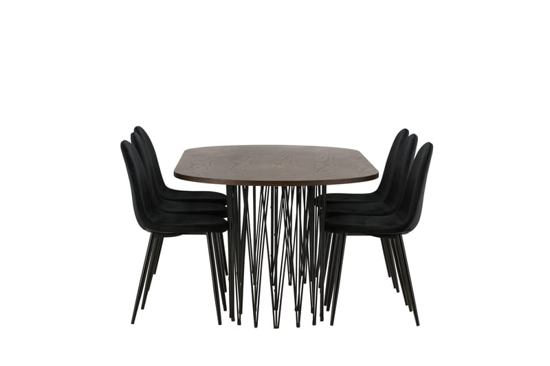 Stone Matgruppe 220 cm Oval med 6 Polar stoler - Sort - Møbler - Bord - Spisegrupper
