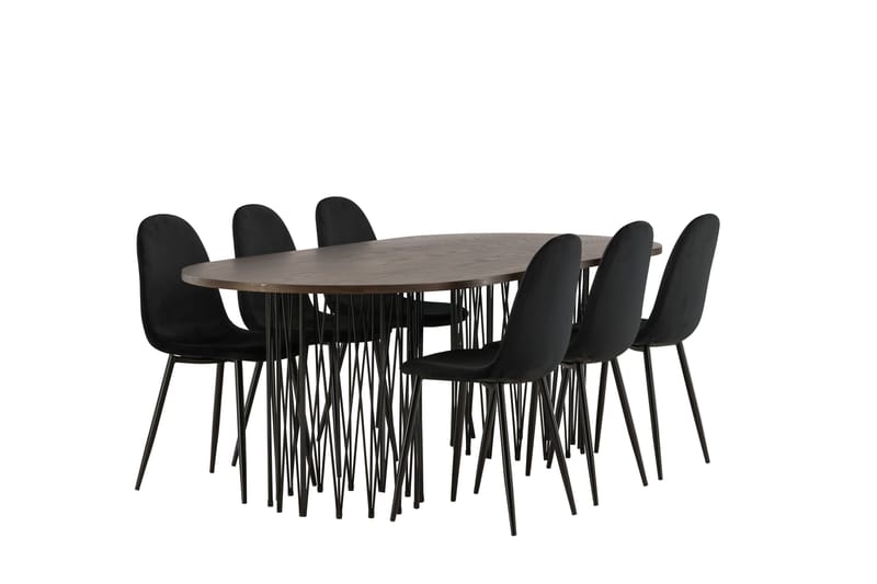 Stone Matgruppe 220 cm Oval med 6 Polar stoler - Sort - Møbler - Bord - Spisegrupper