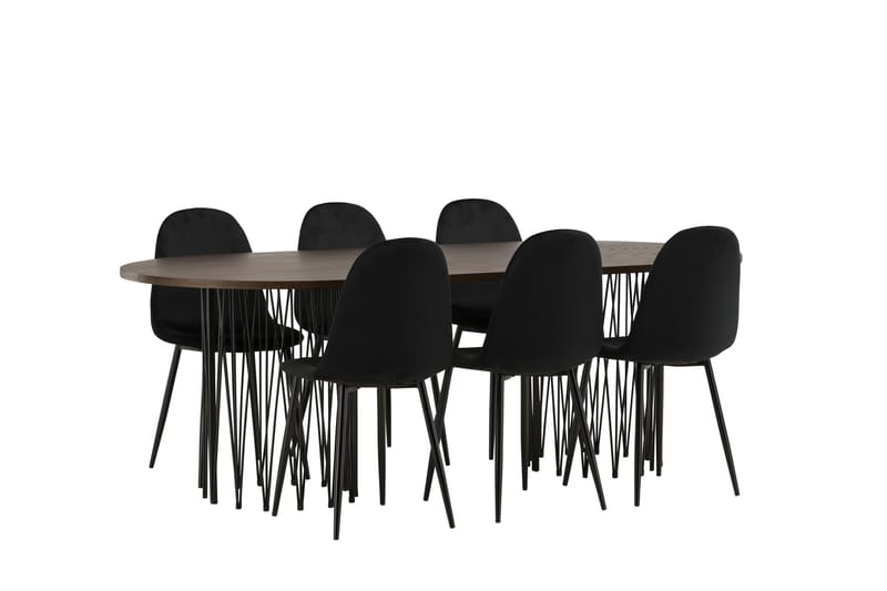 Stone Matgruppe 220 cm Oval med 6 Polar stoler - Sort - Møbler - Bord - Spisegrupper