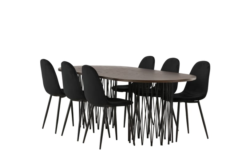 Stone Matgruppe 220 cm Oval med 6 Polar stoler - Sort - Møbler - Bord - Spisegrupper