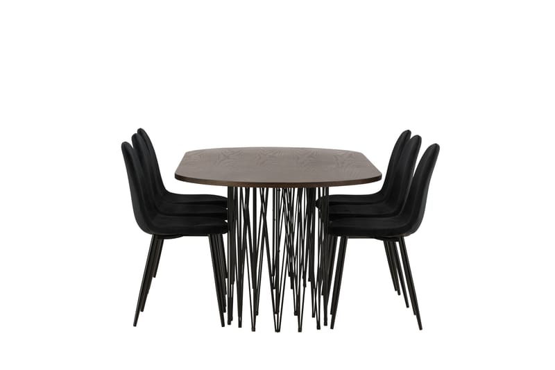 Stone Matgruppe 220 cm Oval med 6 Polar stoler - Sort - Møbler - Bord - Spisegrupper