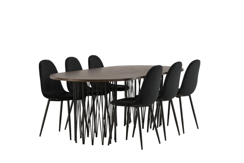 Stone Matgruppe 220 cm Oval med 6 Polar stoler - Sort - Møbler - Bord - Spisegrupper