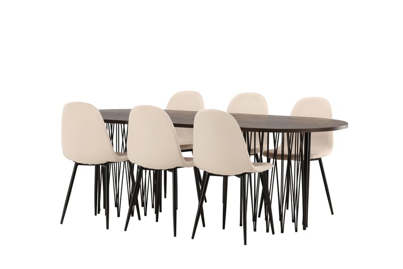 Stone Matgruppe 220 cm Oval med 6 Polar stoler - Beige - Møbler - Bord - Spisegrupper