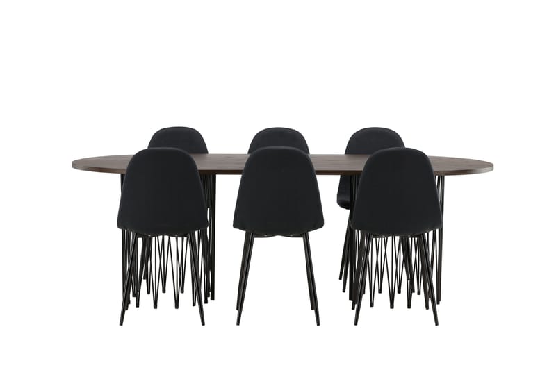 Stone Matgruppe 220 cm Oval med 6 Polar stoler - Sort - Møbler - Bord - Spisegrupper