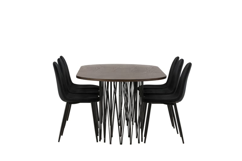 Stone Matgruppe 220 cm Oval med 6 Polar stoler - Sort - Møbler - Bord - Spisegrupper
