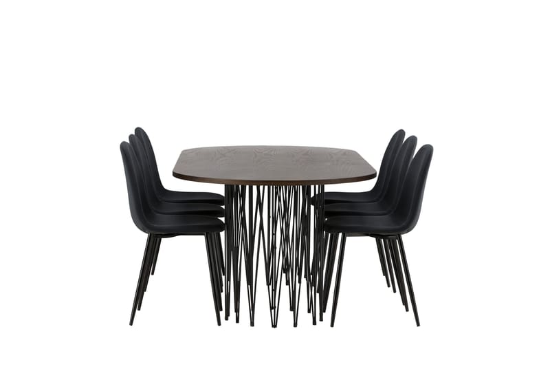 Stone Matgruppe 220 cm Oval med 6 Polar stoler - Sort - Møbler - Bord - Spisegrupper