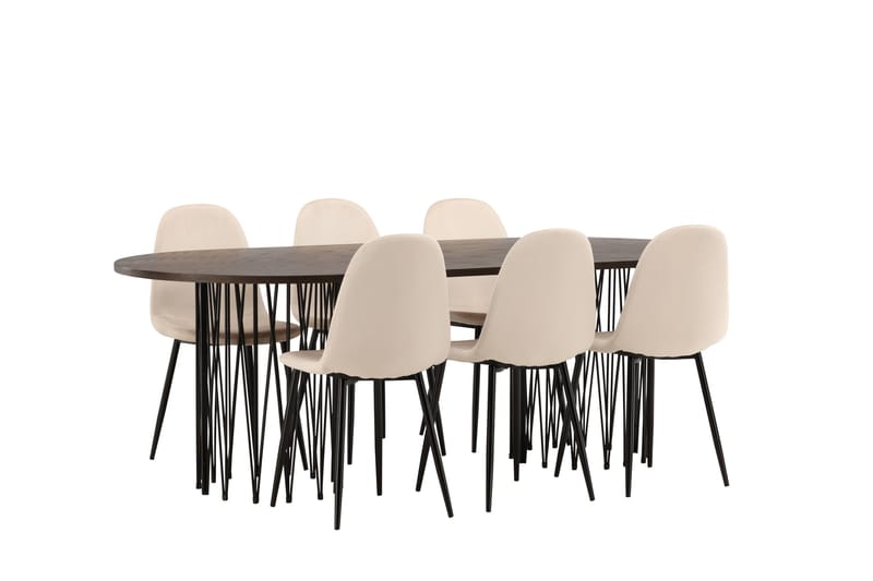 Stone Matgruppe 220 cm Oval med 6 Polar stoler - Beige - Møbler - Bord - Spisegrupper