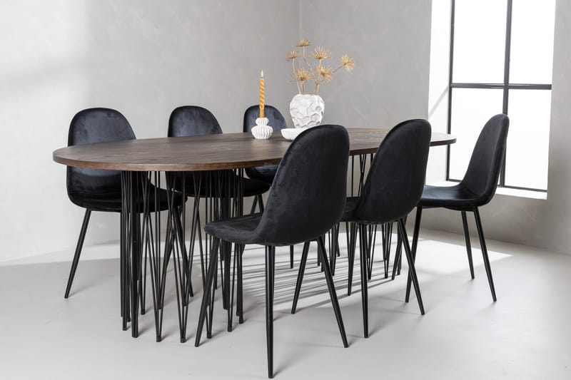 Stone Matgruppe 220 cm Oval med 6 Polar stoler - Sort - Møbler - Bord - Spisegrupper