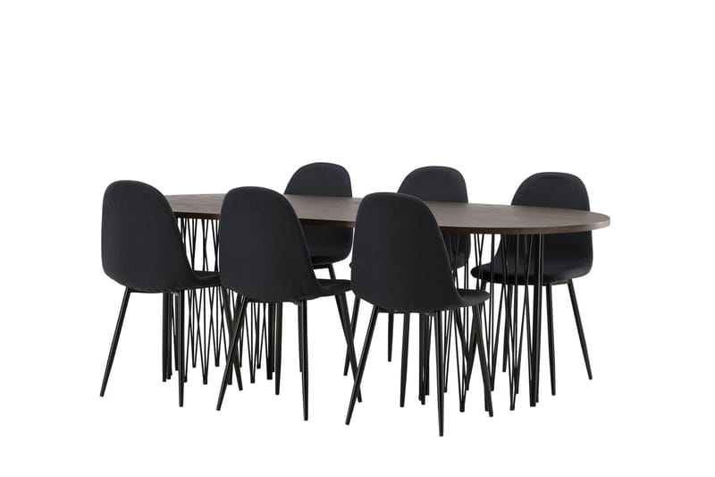 Stone Matgruppe 220 cm Oval med 6 Polar stoler - Sort - Møbler - Bord - Spisegrupper