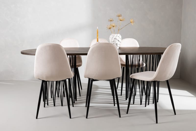 Stone Matgruppe 220 cm Oval med 6 Polar stoler - Beige - Møbler - Bord - Spisegrupper