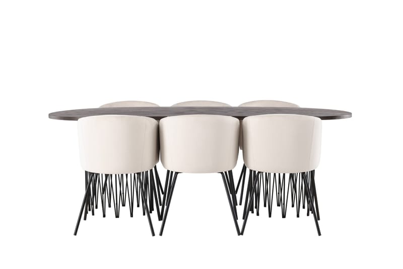 Stone Matgruppe 220 cm Rektangulær med 6 Berit stoler, Beige